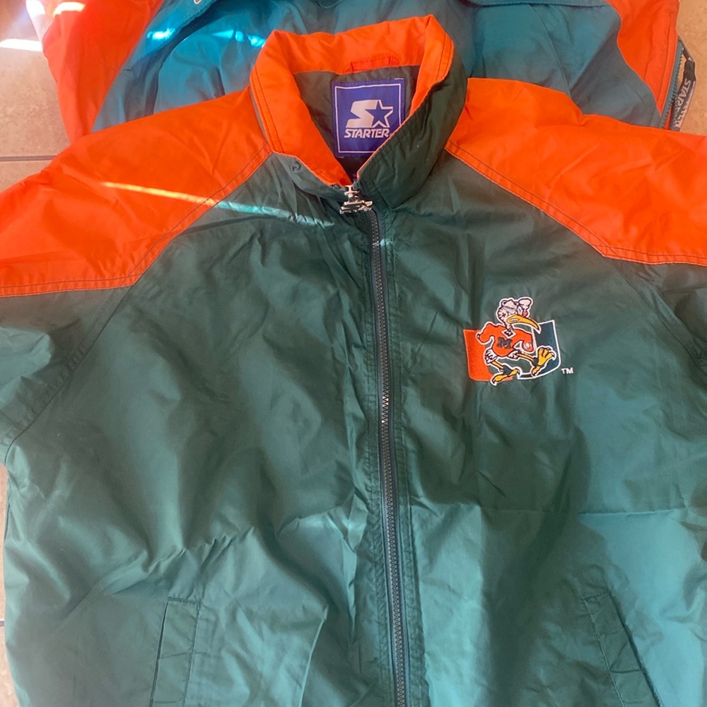 Miami dolphins and hurricanes starter jackets